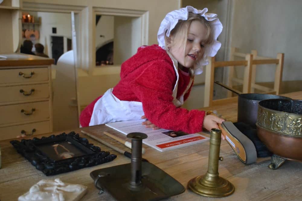 Tin Box Tot cleaning at Hardwick Hall National Trust Derbyshire