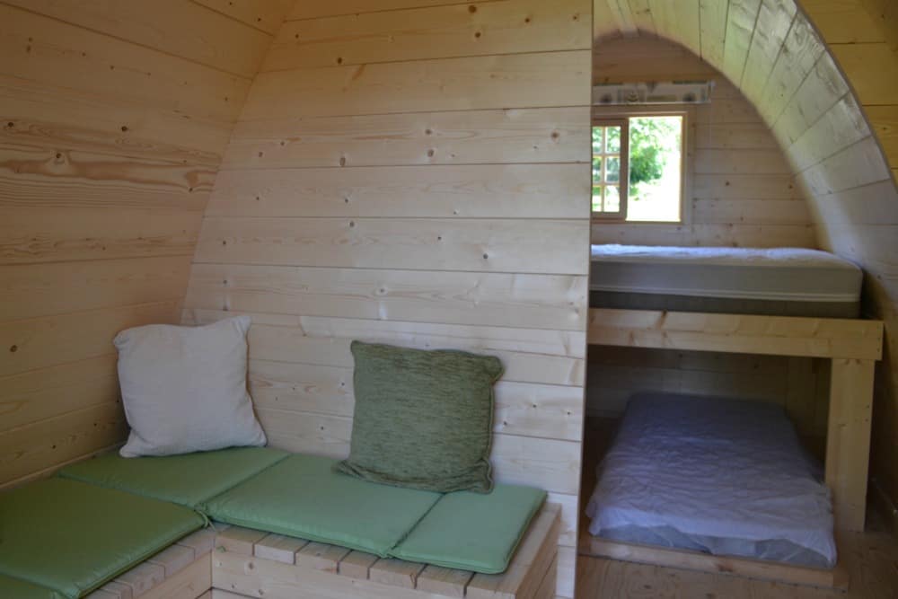 Inside glamping pod at Andrewshayes - an East Devon holiday park review