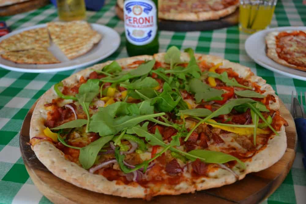 Pizza in Mario's Pizzeria at Hendra Holiday Park