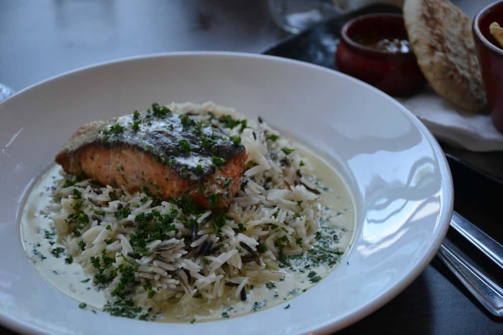 Thai Green Salmon curry in the Upper Deck Bistro at China Fleet Country Club