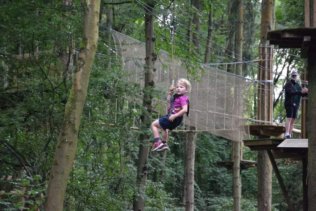 Tot on zip wire - Go Ape with kids