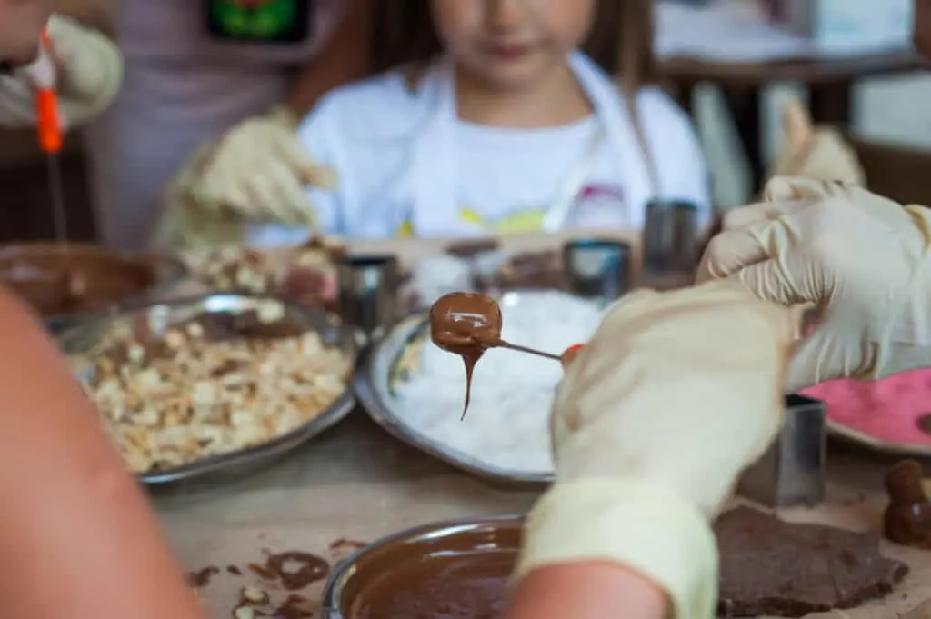 Young girl making chocolate