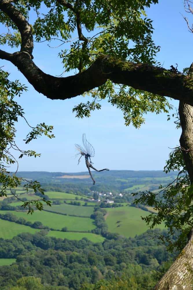 Fairy at the top of Canonteign Falls - England's highest manmade waterfall