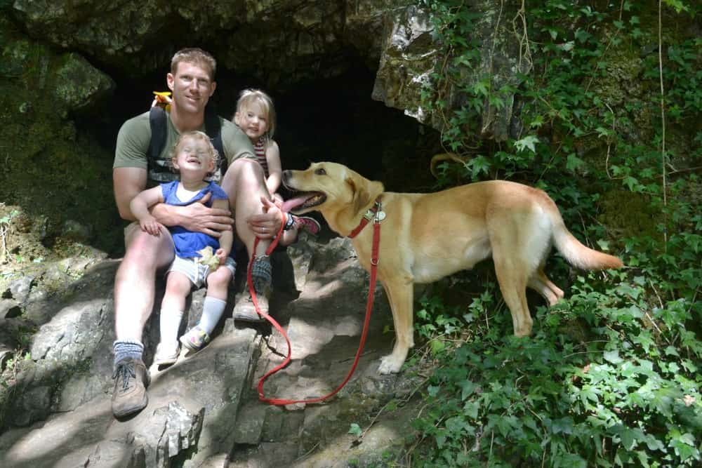 Mr Tin Box and girls in Secret Garden at Canonteign Falls - England's highest manmade waterfall
