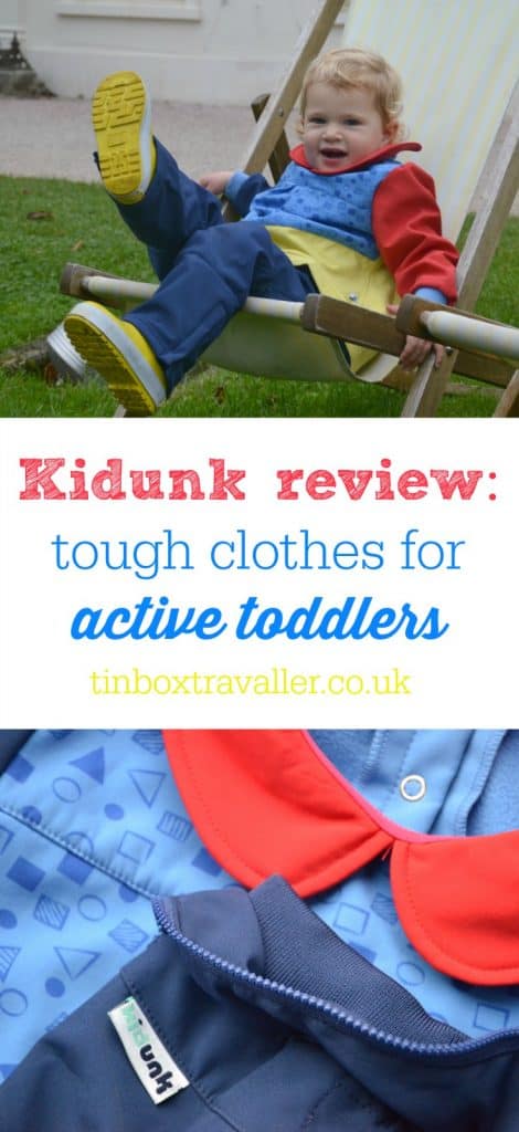 A review of Kidunk clothing perfect for wet, messy and outdoor play. Fun, colourful and practical outfits for active toddlers with innovate stay-dry design #outdoorfun #outdoors #toddlerclothes #outdoorfamily #messyplay