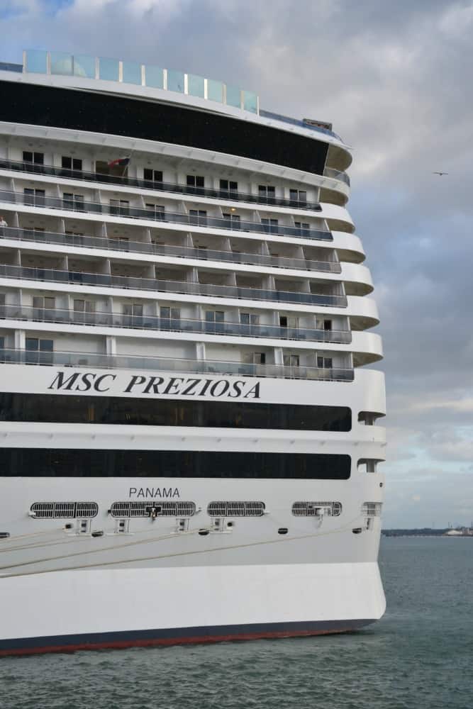 The stern of MSC Preziosa