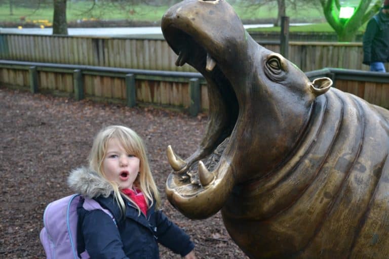 Tot and hippo statue - Longleat in the rain