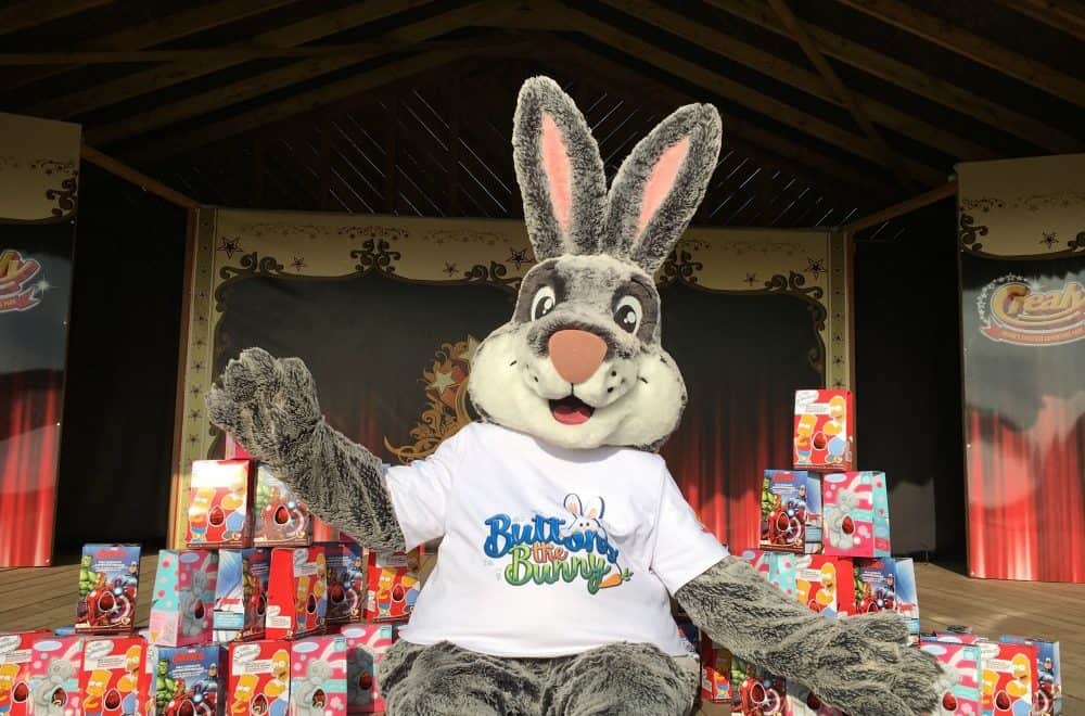 Buttons the Bunny at Crealy Devon - best Easter egg hunts in the UK 2018