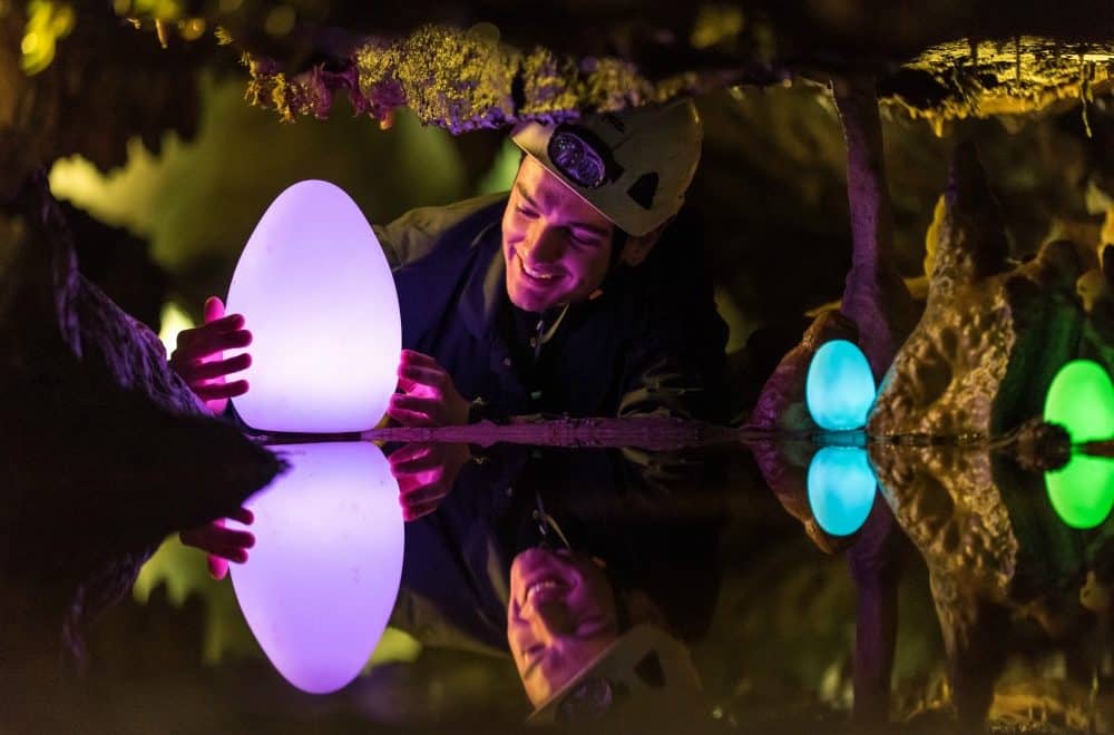 Illuminated eggs at Cheddar Gorge - best Easter egg hunts in the UK 2018