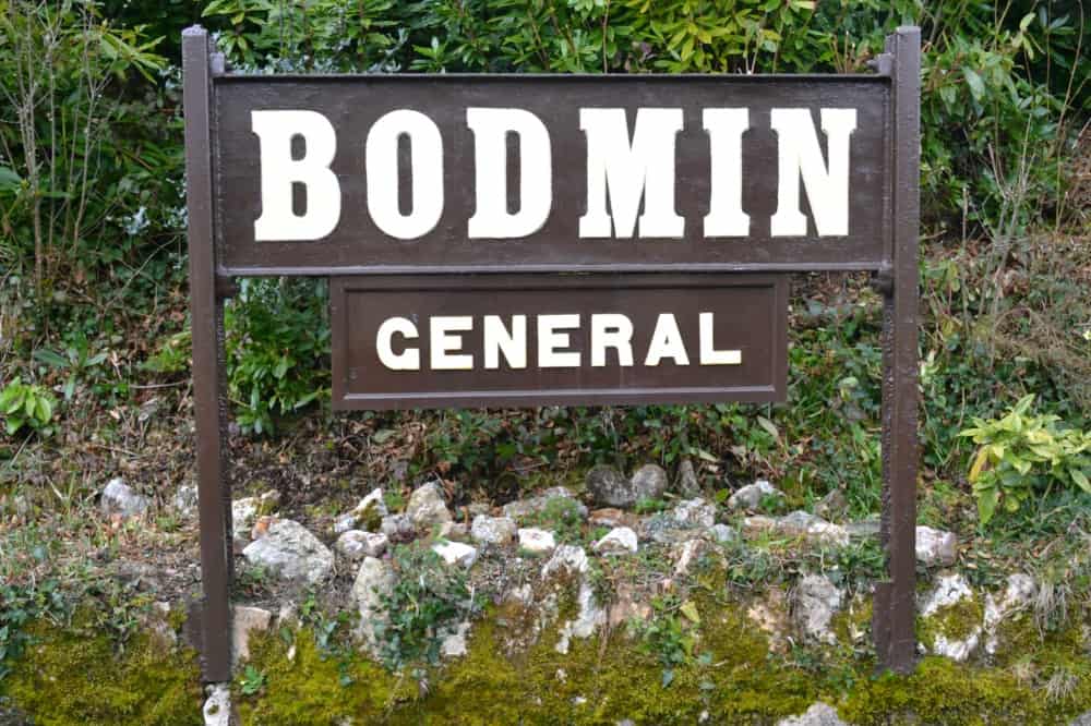 Bodmin General station sign at Bodmin & Wenford Railway 