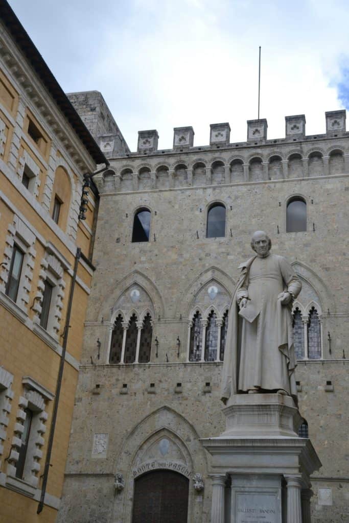The oldest bank in the world, Siena Italy with kids