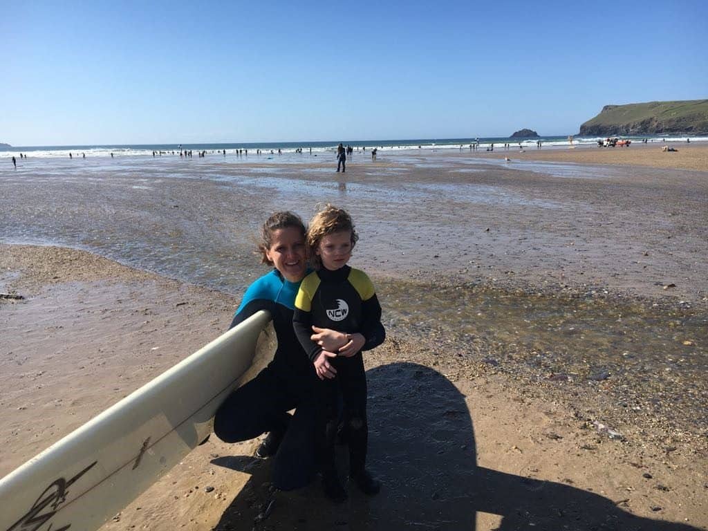 olzeath beach Chloe mummy surfing