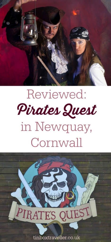 Looking for things to do in Cornwall if it's raining? Swashbuckling kids and adults will enjoy Pirates Quest in Newquay. It's an immersive theatrical experience and it's indoors! #wetdayfun #Cornwall #visitCornwall #hosted #Newquay #visitNewquay #familytravel #familytravelblog