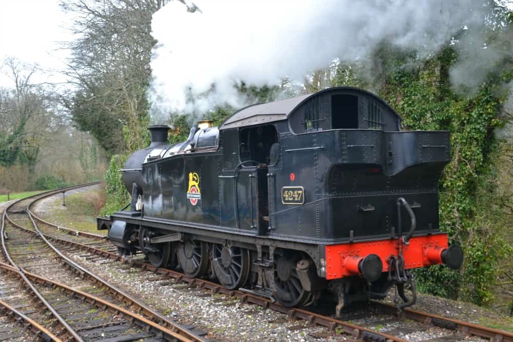 Steam engine at Bodmin Parkway on Bodmin & Wenford Railway 