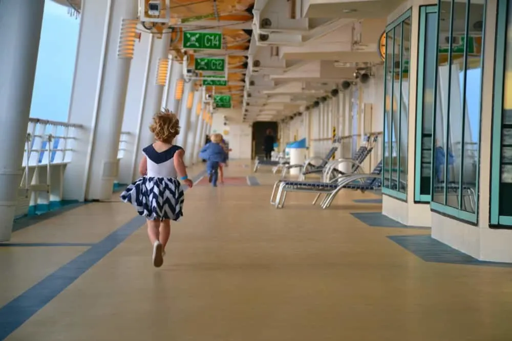 Kids running on promenade deck - Navigator of the Seas with kids