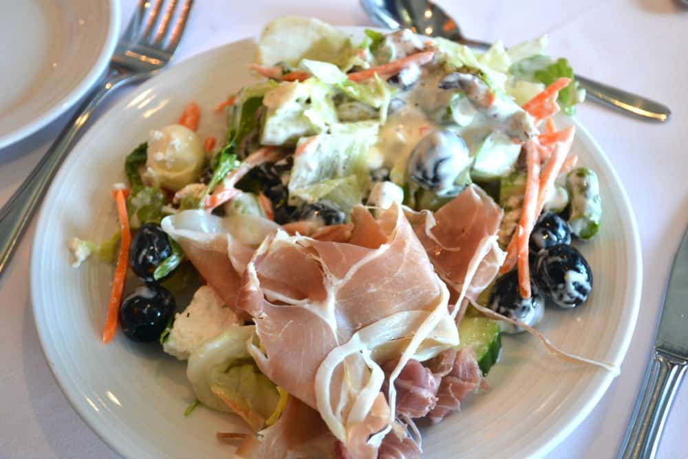 Salad in Sapphire dining room - Navigator of the Seas with kids