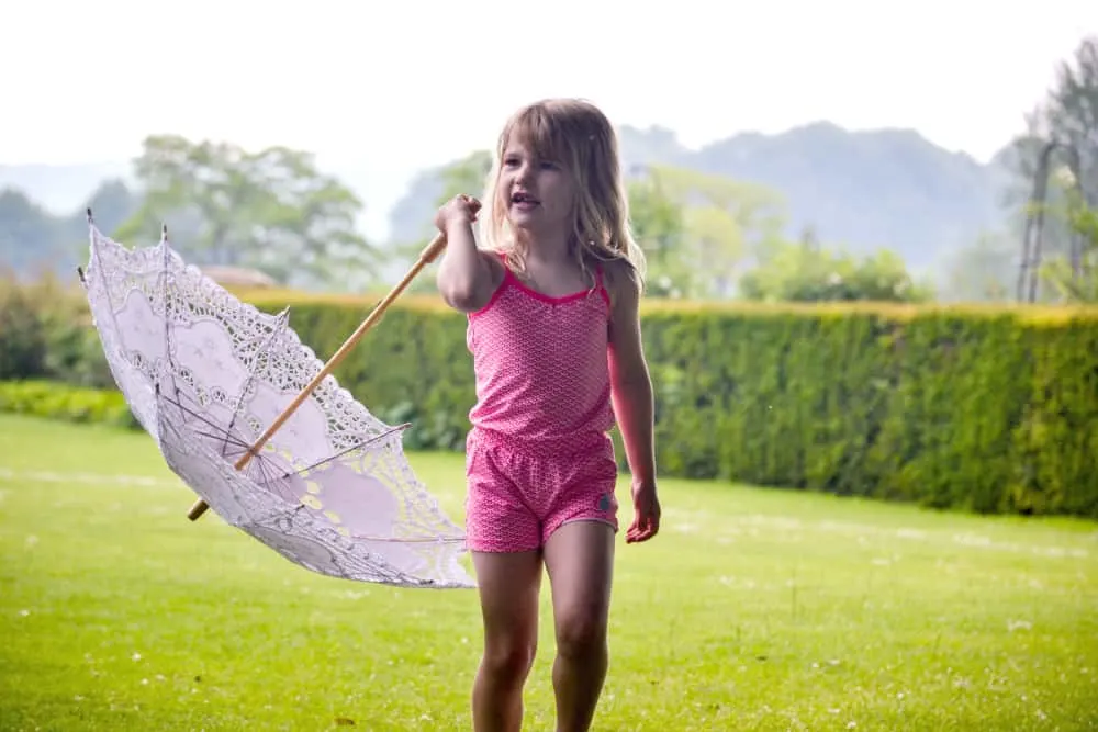 Tin Box Tot with parasol - Hinton Ampner National Trust gardens: things to do in Winchester with children