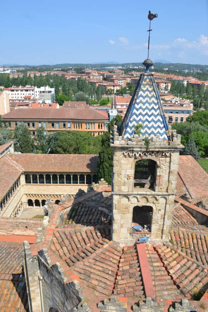 View of Sant Cugat from bell tower at Sant Cugat Monastery - Costa Barcelona with kids