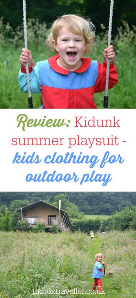 Kidunk have just launched a summer playsuit. We loved their all-weather version and were keen to try this new lighter weight suit for outdoor play #kidsclothing #outdoorplay #messyplay #toddlerfashion #outdoorfun