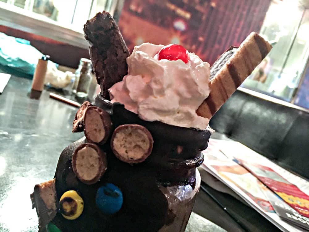 Chocolate Comet Super Nova Shake at Planet Hollywood London - post show dining after London shows with kids