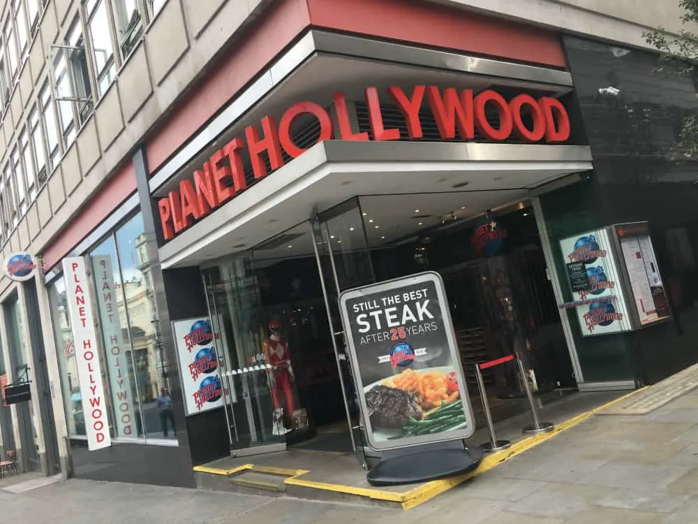 Planet Hollywood London - post show dining after London shows with kids
