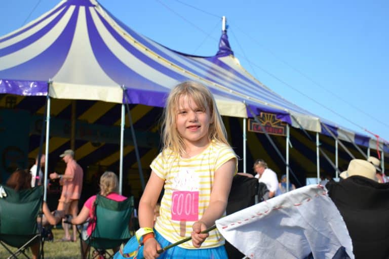 Tot with flag - Devon festival Glas-Denbury