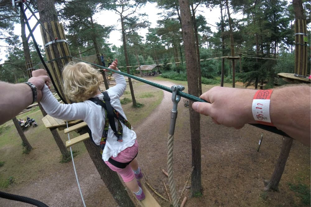 Tin Box Baby with Mr Tin Box at Go Ape Exeter: Tree Top Junior Adventure at Haldon Forest