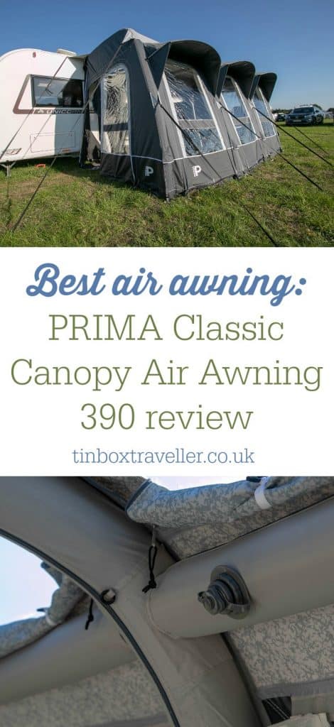 If you're looking for the best air awning for caravans then read this review of the PRIMA Classic Canopy Air Awning 390 as tested on a Bailey Unicorn #caravanawning #airawning #awningreview #travel #caravantips #travelblog