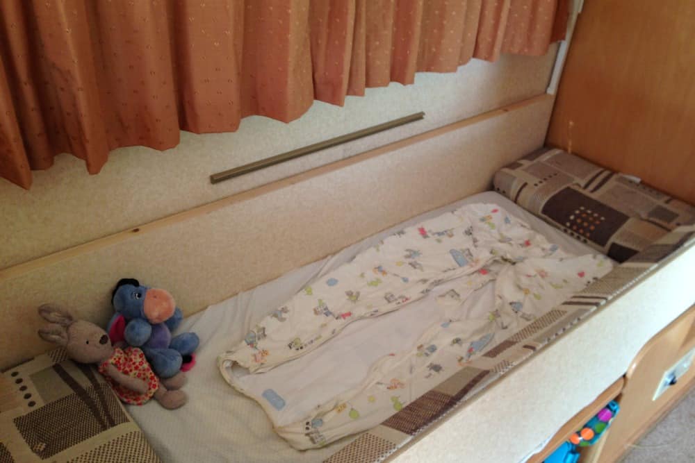 Caravan baby bed - caravanning with a baby