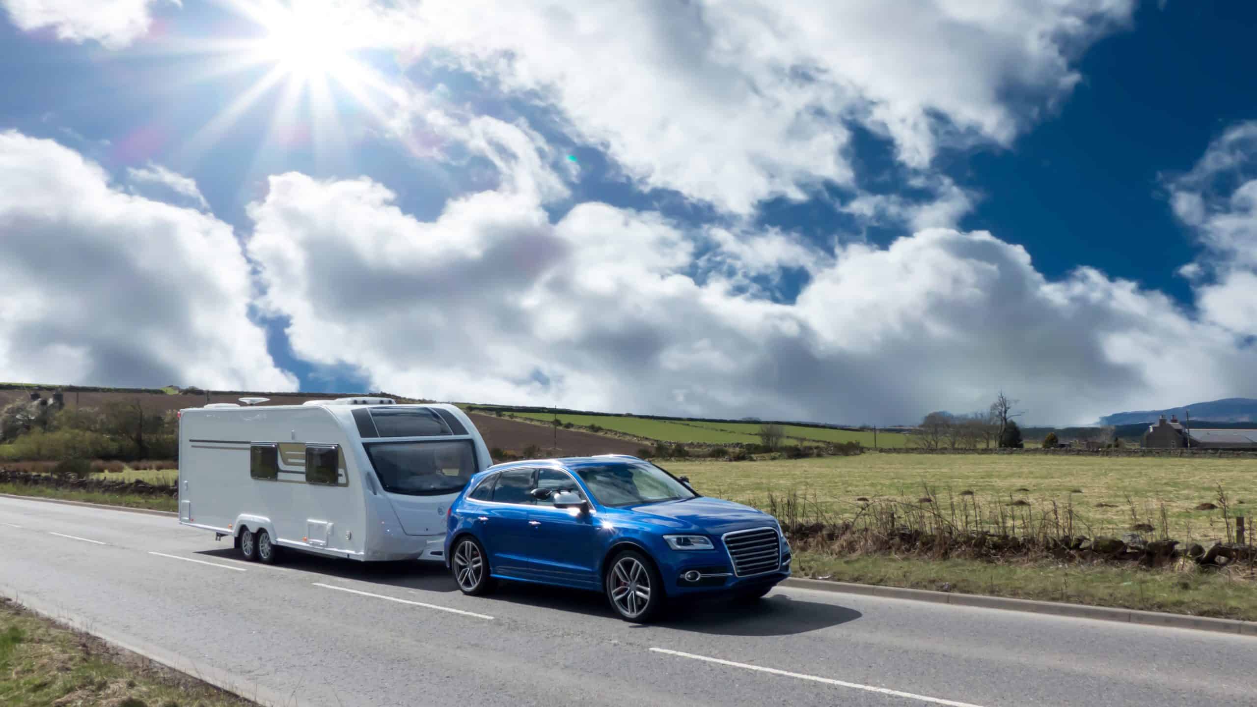 Car and Caravan on the road