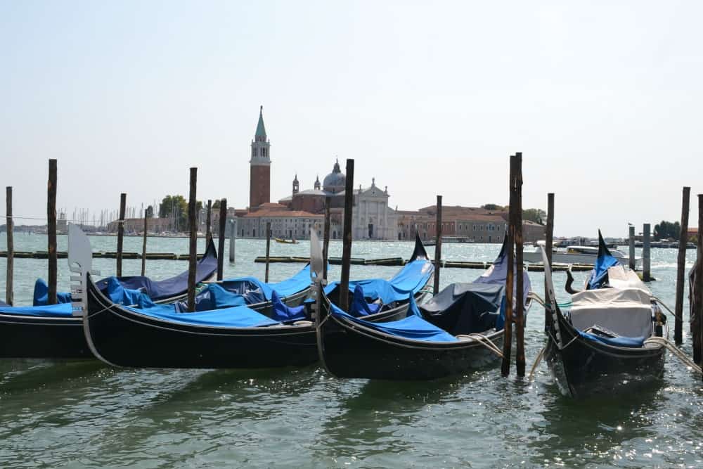 Gondolas in Venice - Lake Garda to Venice with kids