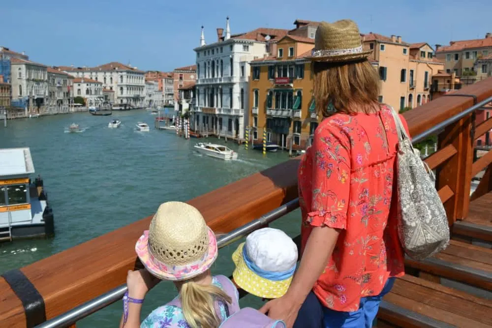 Tin Box family on Ponte della'Accademia - Lake Garda to Venice with kids