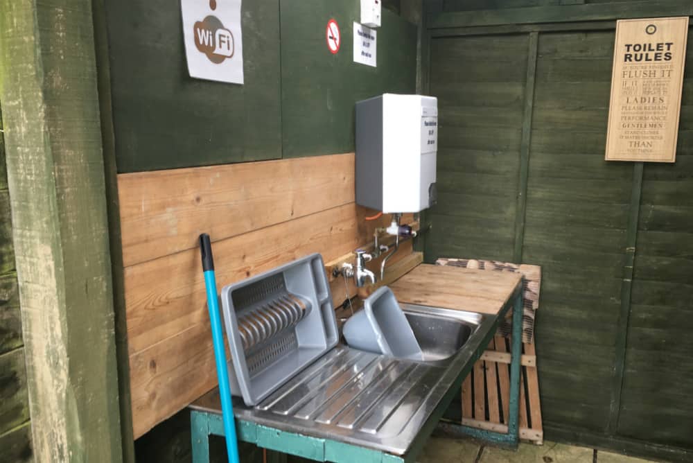 Washing up area at Welcombe X - North Devon camp site review