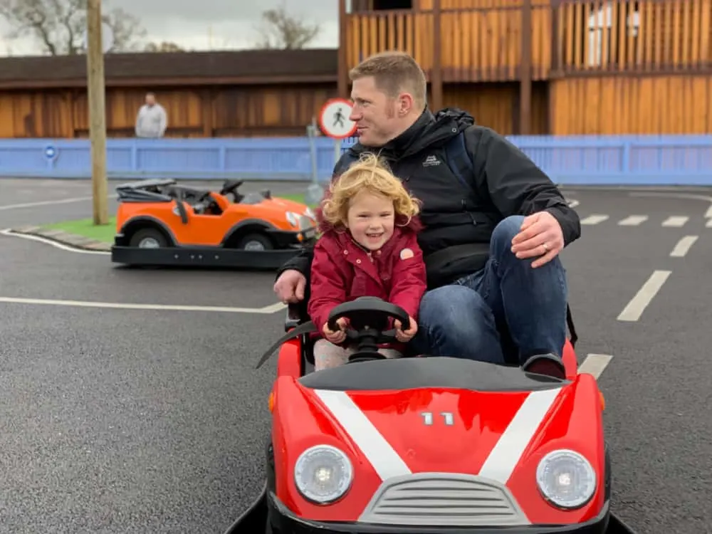 Baby driving car at The Crealy Christmas Spectacular - Devon's best Christmas day out