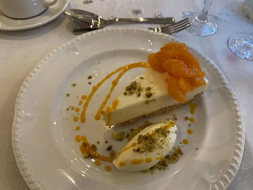 Cheese cake at China Fleet Country Club Santa's Carvery & Grotto