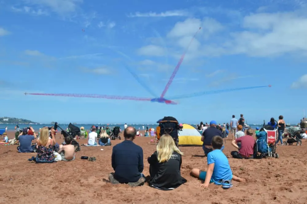 Torquay Air Show viewed from Paignton Beach - BIG guide to Holidays in Devon for families