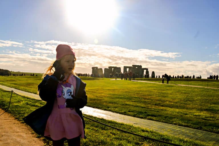 Tot at Stonehenge - fun days out at February half term UK