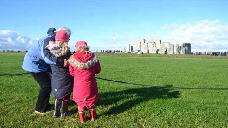Tin Box girls at Stonehenge - tips for family holidays with kids from the Caravan, Camping and Motorhome Show