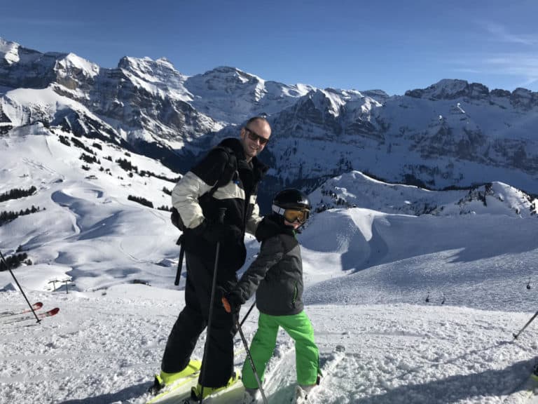Tom and Max skiing - A family ski holiday with Chilly Powder - a catered chalet in Morzine, France