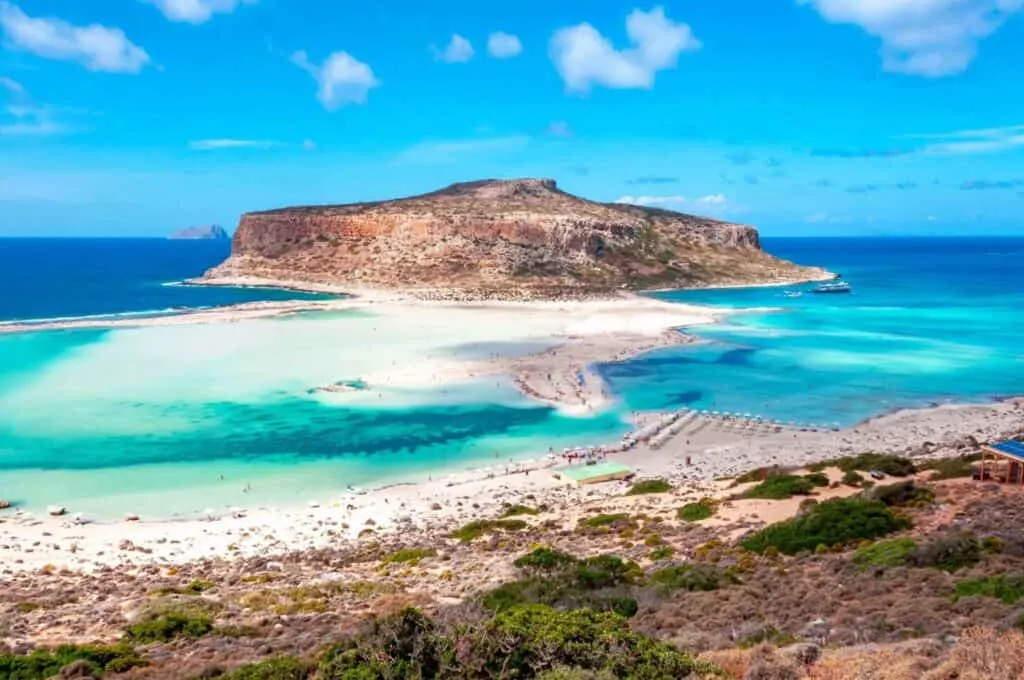 Balos bay beach and Gramvousa island, Crete, Greece