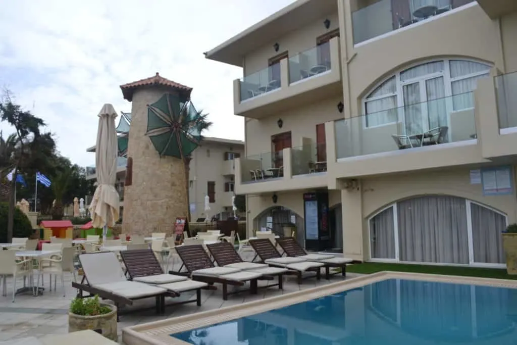 Kalyves Beach Hotel front and pool, Kalyves, Crete