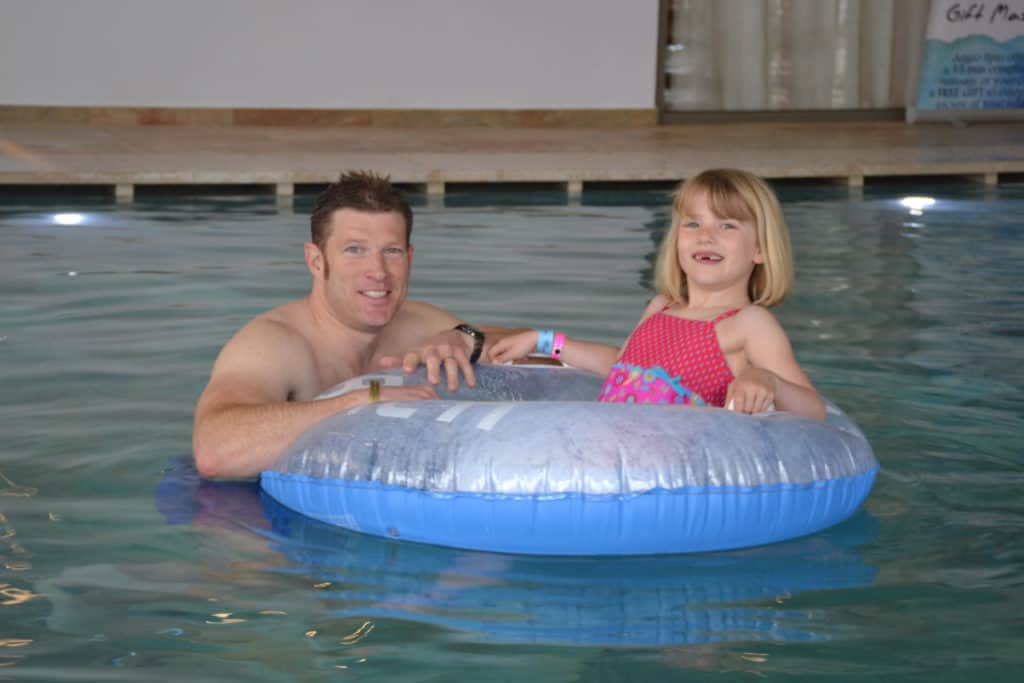 Mr TB and Tot in indoor pool at Kiani Beach Resort Crete - an all inclusive family resort in Crete