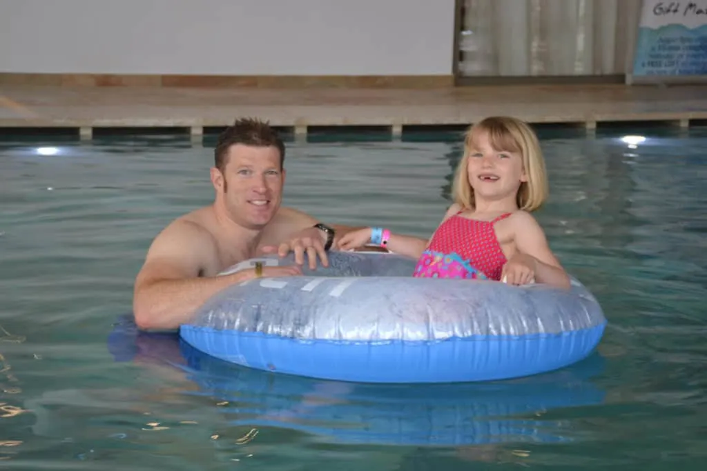 Mr TB and Tot in indoor pool at Kiani Beach Resort Crete - an all inclusive family resort in Crete