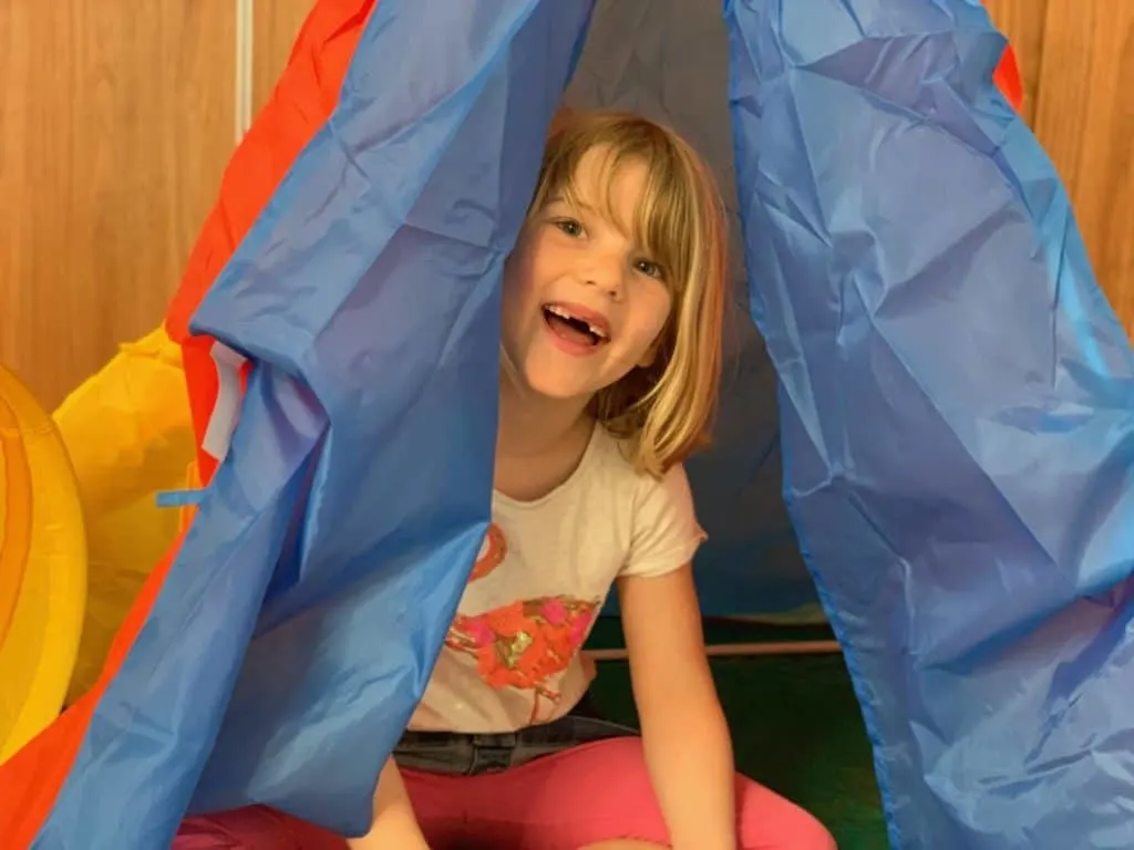 Tot in play tent at Kids Club at Kiani Beach Resort - an all inclusive family resort in Crete