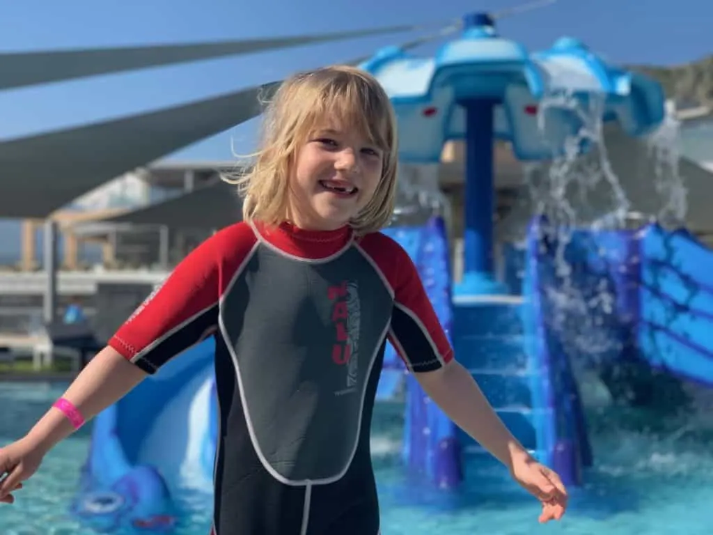 Tot in splash park at Kiani Beach Hotel in Crete - an all inclusive family resort in Crete