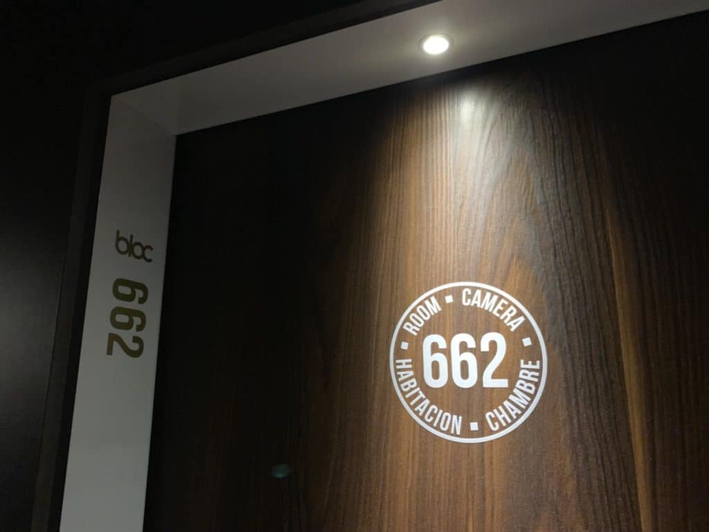 Room 662 door at Bloc Hotel Gatwick