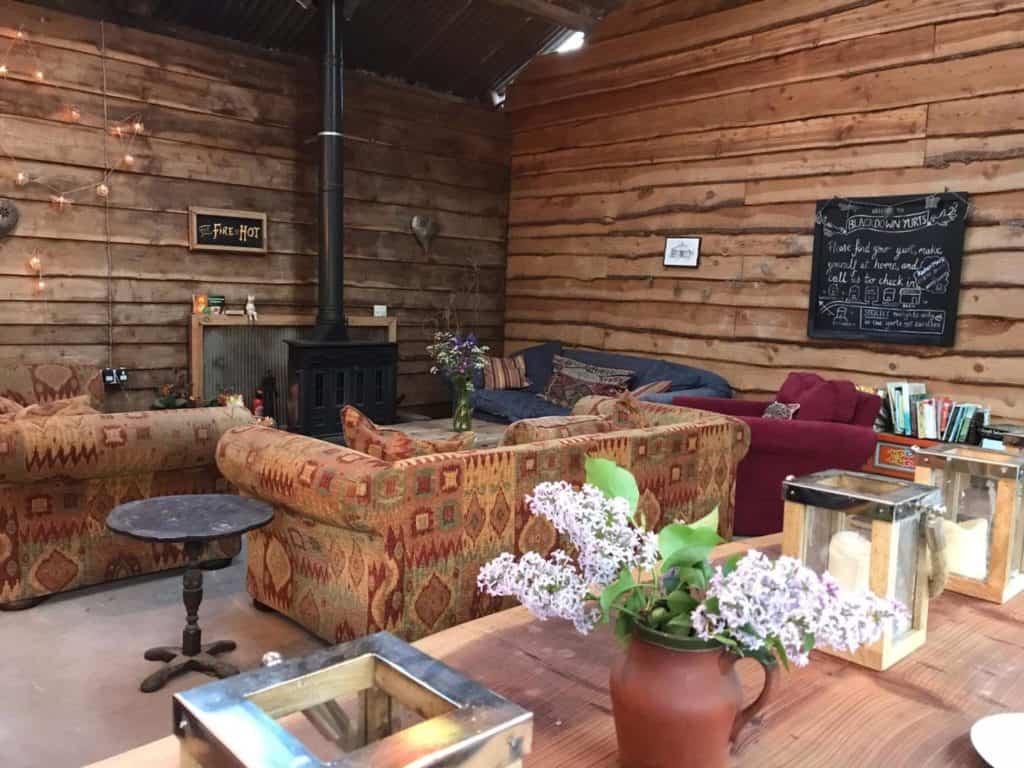 Seating in The Barn at Blackdown Yurts