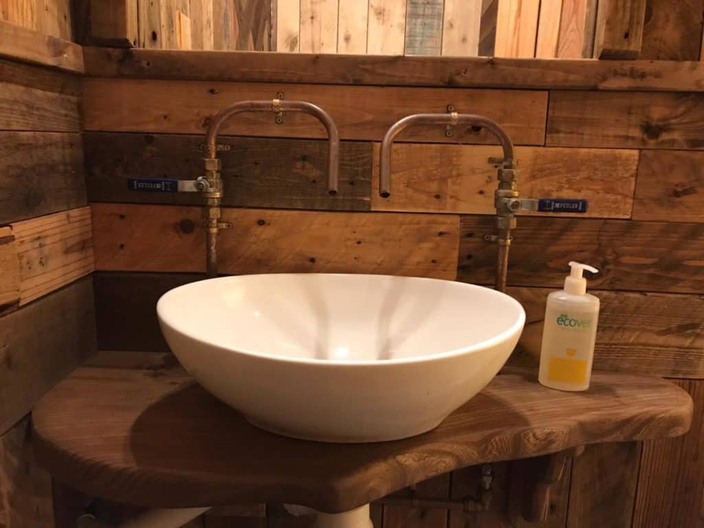 Sink in bathroom at Blackdown Yurts