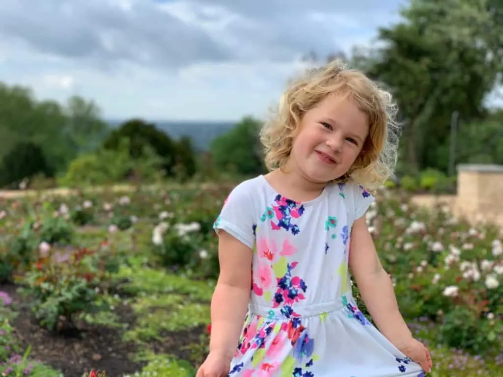 Baby in garden at the American Museum in Bath