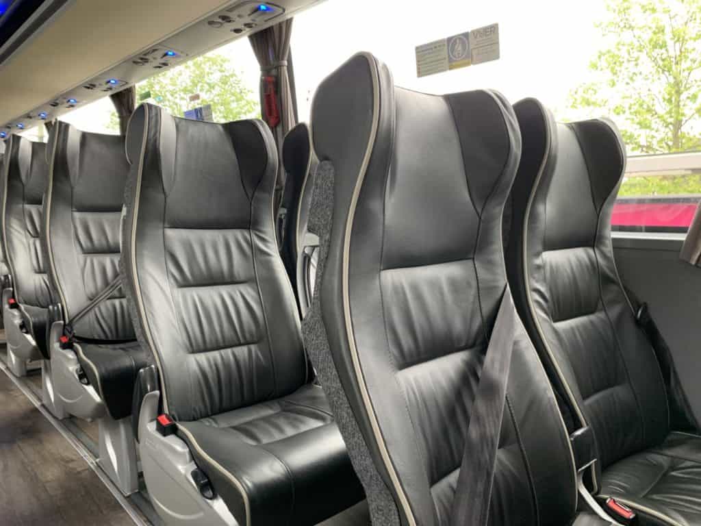 Leather coach seats on National Express